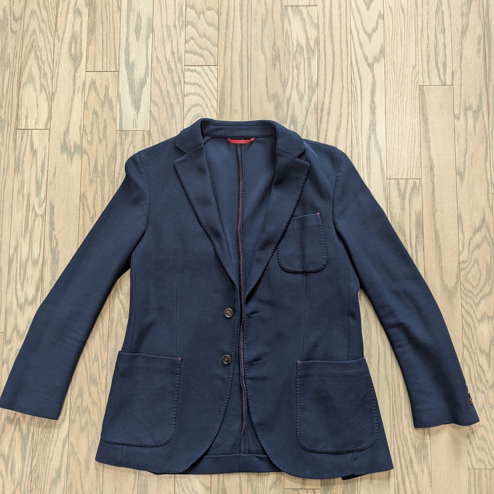 Navy Blazer with Red Accents
